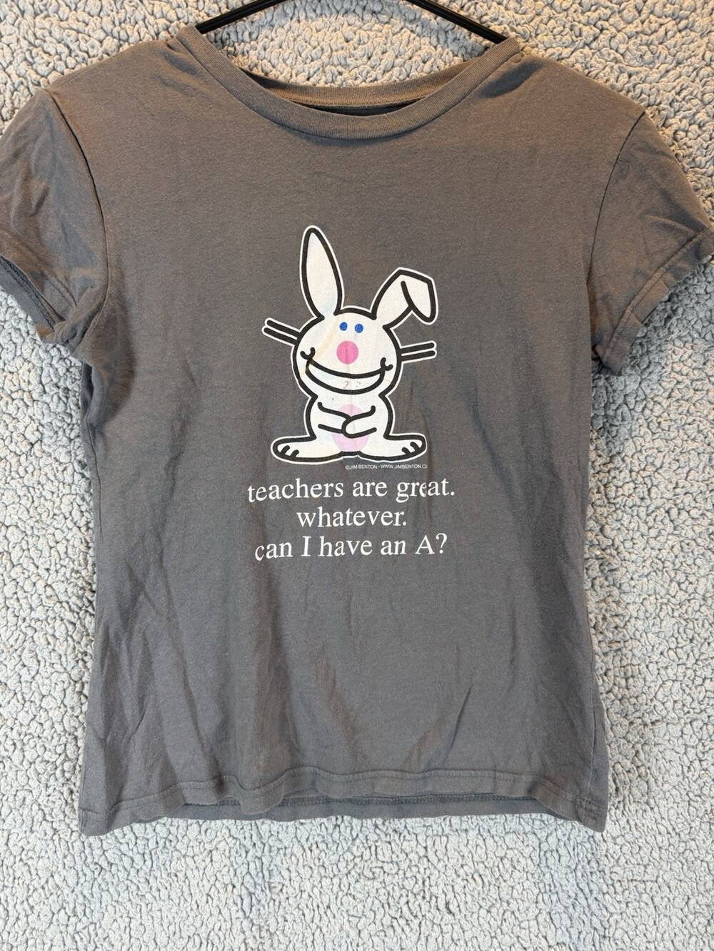 Vintage Y2K It's Happy Bunny Jim Benton "Teachers are great " baby Tee Medium
